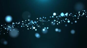 Abstract background of magic particles in blue color, particles glow and move with wave energy, beautiful nebula, fairy dust video