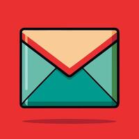 An email envelope icon on a red background vector