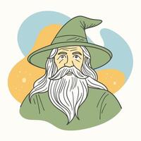A wizard with a long beard and hat vector
