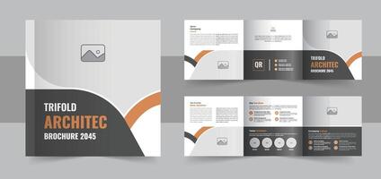 Modern architecture square trifold brochure template design or unique square trifold vector