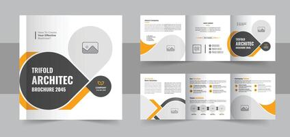 Modern architecture square trifold brochure template design or Construction, renovation, corporate square tri fold brochure template layout vector