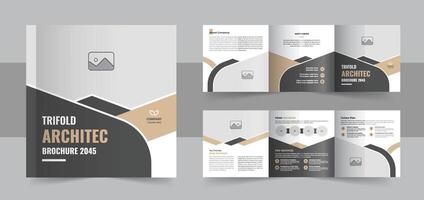 Architecture square trifold brochure template design or Construction, renovation, corporate square tri fold brochure template layout vector