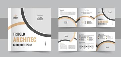 Modern architecture square trifold brochure template design or Construction, renovation, business square tri fold brochure template vector