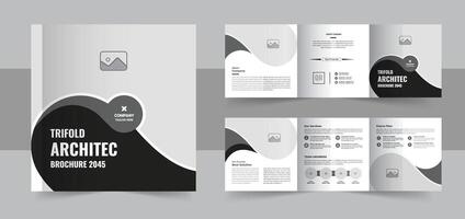 Creative architecture square trifold brochure template design or Construction, renovation, corporate square tri fold brochure layout vector