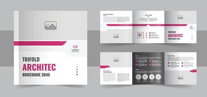 Modern architecture square trifold brochure template design or Construction, corporate square tri fold template layout vector