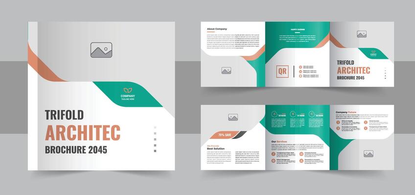 Creative architecture square trifold brochure template layout