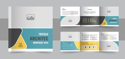 Creative architecture square trifold brochure template design or square tri fold brochure layout vector