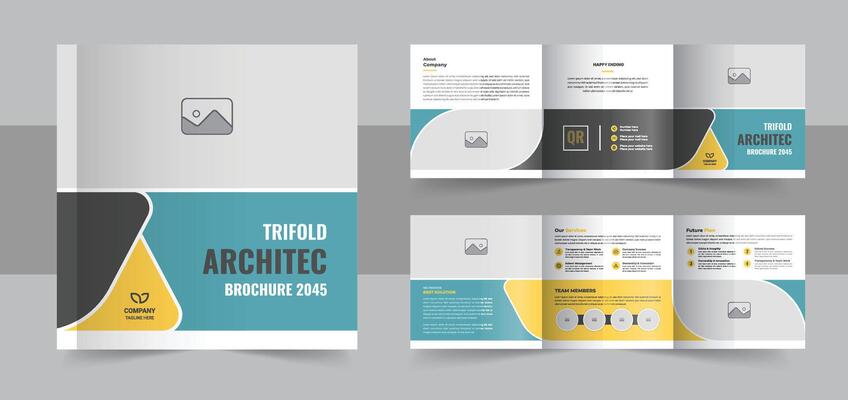 Creative architecture square trifold brochure template design or square tri fold brochure layout