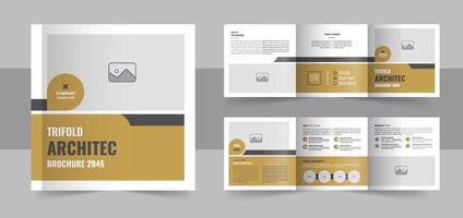 Modern architecture square trifold brochure template design or corporate square tri fold brochure template layout vector