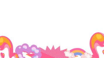 purple flash banner with rainbow cloud,digital painting illustration frame design png