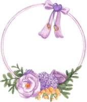 ircular frame decorated with flowers and leaves, Hand Drawn Illustration Watercolor painting png