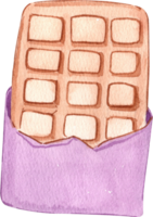 Waffles in a paper bag, Hand Drawn Illustration Watercolor painting png