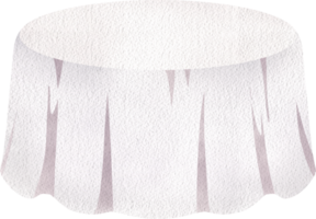 Round Table Covered with White Tablecloth, Hand Drawn Illustration Watercolor png