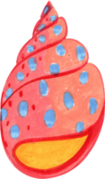 An orange shell with blue spots, a unique addition to the table decor, hand-drawn watercolor painting illustration png