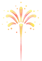 gelblich-rosa Feuerwerk Sprengung im das Nacht Himmel, Erstellen ein Sanft und bunt Anzeige, handgemalt Aquarell Gemälde Illustration png