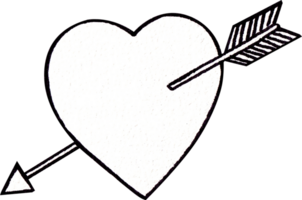 A heart pierced by an arrow, Line art, hand-drawn watercolor illustration png