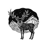 Deer are standing on the forest vector