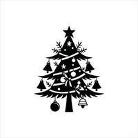 Christmas Tree ornament clipart illustration in black and white vector