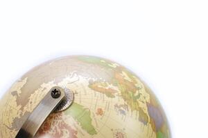 Selective focus, Top view globe on white background. Learning, study and education concept. photo