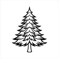 Christmas Tree clipart illustration in black and white vector