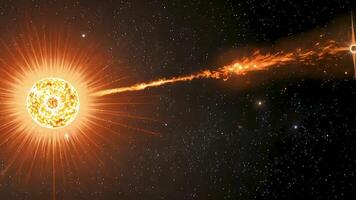 The Big Bang explodes in a stunning display of cosmic energy, resembling a sun explosion in the vast expanse of space. A powerful visualization of the universe creation and solar phenomena. video