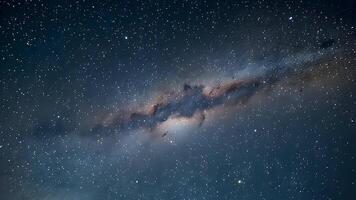 Celestial beauty unfolds in this mesmerizing view of the Milky Way galaxy, where stars, nebulae, and cosmic dust blend seamlessly in an awe-inspiring display of the infinite universe. video
