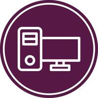 Computer Line Circle Icon vector