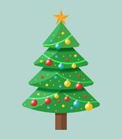 Beautiful Christmas Tree Design Featuring Colorful Ornaments and a Star vector