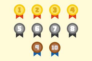 1 to 10 Collection of Bright Award Icons for Success and Victory vector
