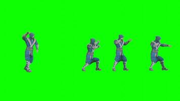 Dynamic Blue Ninja Action Packed Isolation on Green Screen video