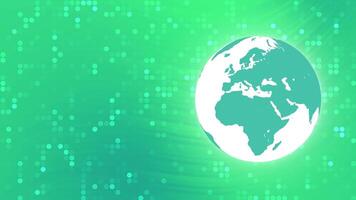 Green Earth Globe with Bokeh Light Background Loop. video
