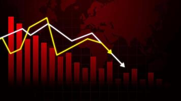 Red chart with lines showing downward trend. video