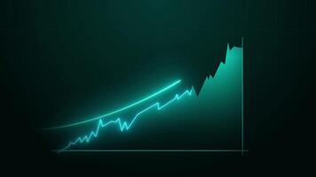 Green chart with glowing upward line on dark background. video