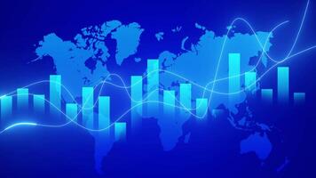 Glowing world map with charts, perfect for financial animations. video