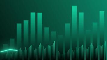 Green bar chart with glowing line, showing financial growth. video
