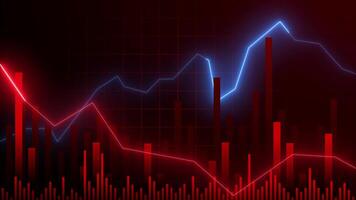 Red chart with blue lines, showing market fluctuations. video