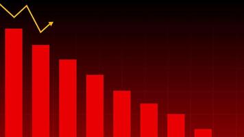 Red chart with zigzag line showing market decline. video