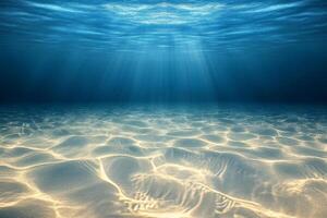 Sunlight glimmers on the sandy ocean floor in a peaceful underwater setting photo