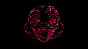 Neon frame effect, duck on black background video