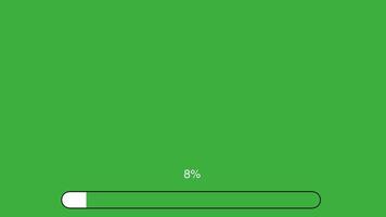Visual representation of a loading progress bar set against a bright green background color video