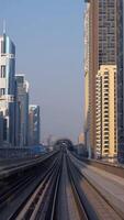 The stunning and modern urban skyline complete with a prominent railway track running through it video