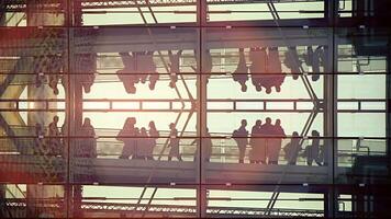 Contemplative and Abstract Reflections of Diverse People in a Modern Architectural Structure video