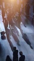 A Large Crowd of People in Motion Captured with Shadows and Light Effects in the Scene video