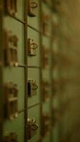 Storage Lockers Featuring Secure Locks Uniquely Presented in Soft Focus for Enhanced Visual Appeal video