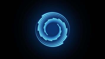 Glowing blue light ring. Futuristic loading circles and dots animation. Blue loading animation of progressing. Blue neon lights. Transparent background with alpha channel video