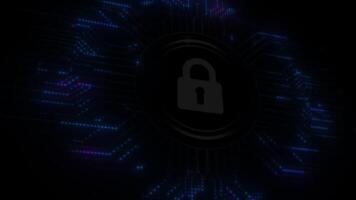 Digital Wave Animation Abstract Padlock Symbol for Cybersecurity and Data Protection in Vibrant Blue Technology video