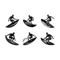 Surfer Surfing Waves on Surfboard - AI and Line Art Design vector