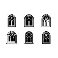 Stunning Islamic window design featuring intricate line art and elements vector