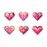 Unique gradient geometric heart shapes for modern design projects. vector