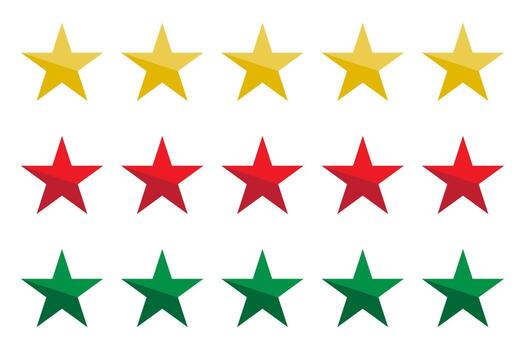 Star shapes in a row best and top quality concept representation graphic five star rating review. vector
